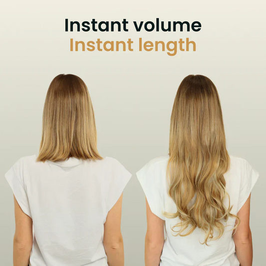 Blonde—High Quality Halo Hair Extensions(Comprising Wavy + Straight)