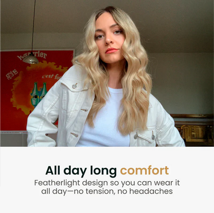 Blonde—High Quality Halo Hair Extensions(Comprising Wavy + Straight)